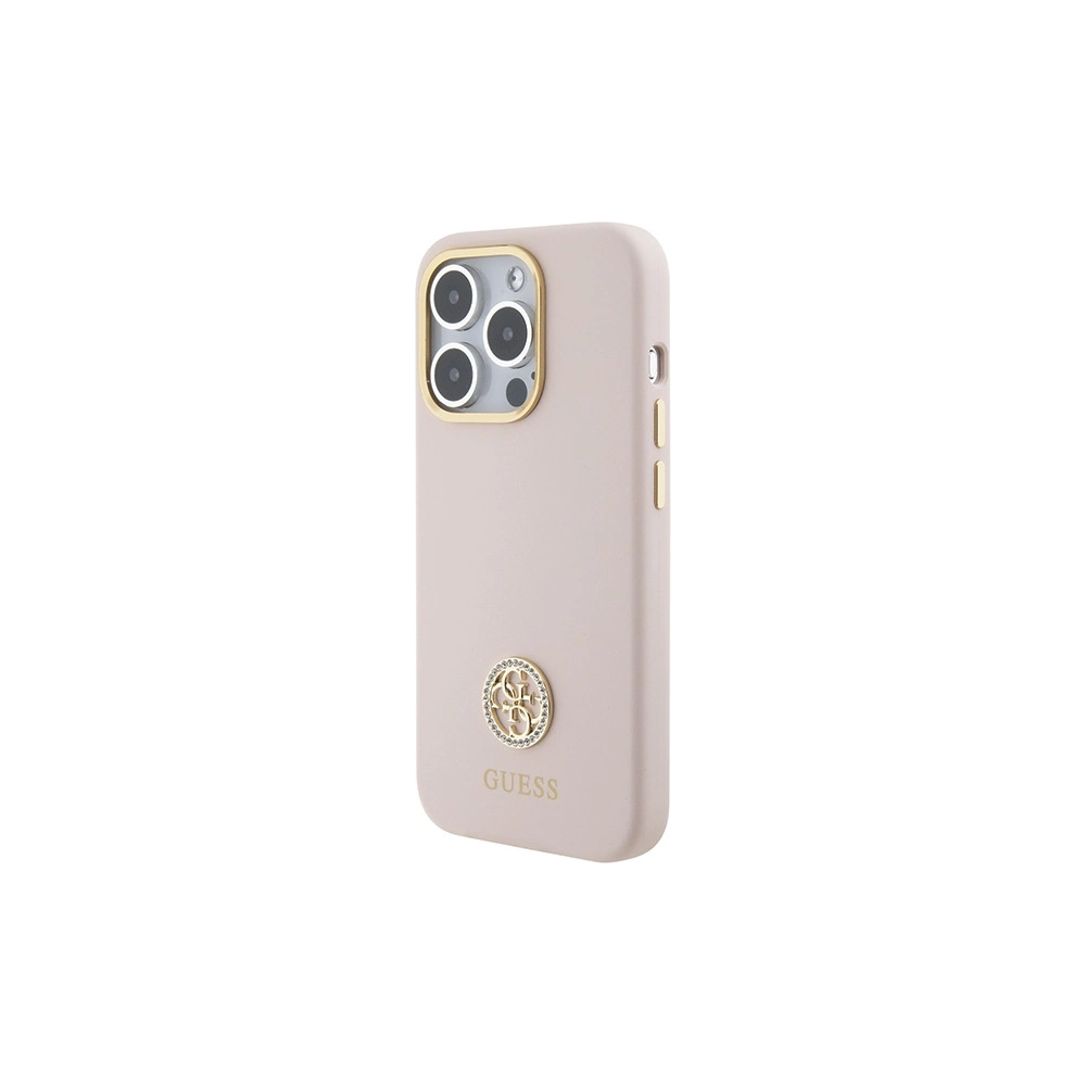 Hurtownia GSM - Etui Guess GUHCP15LM4DGPP iPhone 15 Pro jasnoróżowy/pink hardcase Silicone Logo Strass 4G - GUE3006 - {ean13} - Hurt