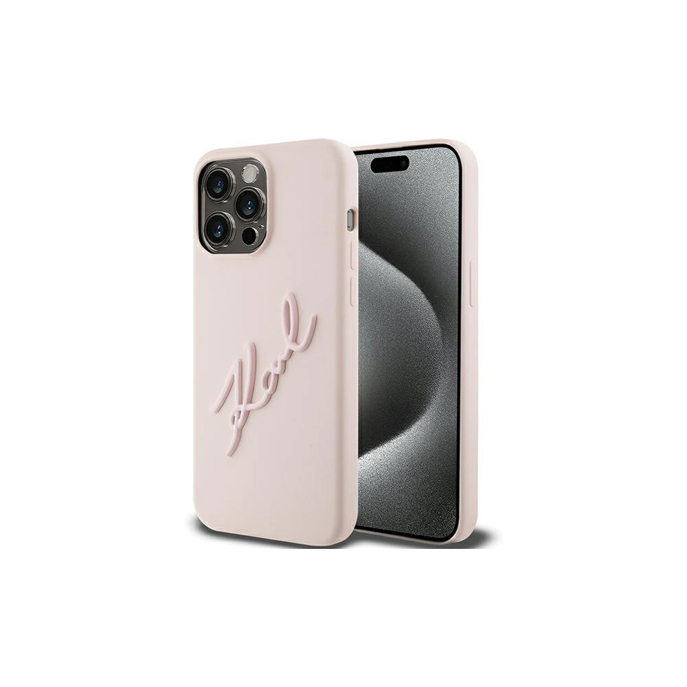 Hurtownia GSM - Etui Karl Lagerfeld KLHCP15LSKSBMCP iPhone 15 Pro różowy/pink hardcase Silicone Etui Karl Script - KLD1787 - {ean13} - Hurt