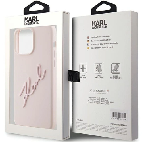 Etui Karl Lagerfeld KLHCP15LSKSBMCP iPhone 15 Pro różowy/pink hardcase Silicone Etui Karl Script