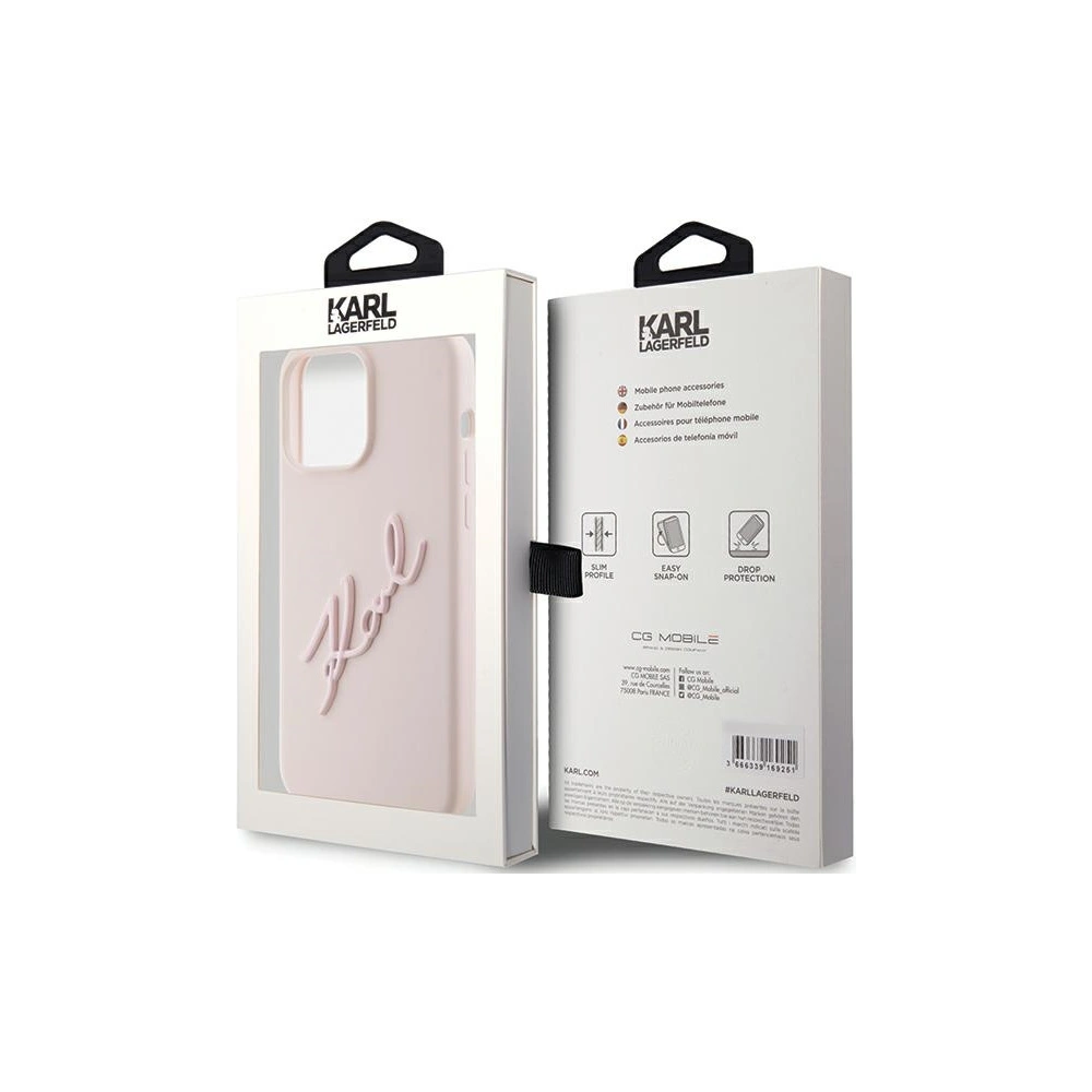 Hurtownia GSM - Etui Karl Lagerfeld KLHCP15LSKSBMCP iPhone 15 Pro różowy/pink hardcase Silicone Etui Karl Script - KLD1787 - {ean13} - Hurt