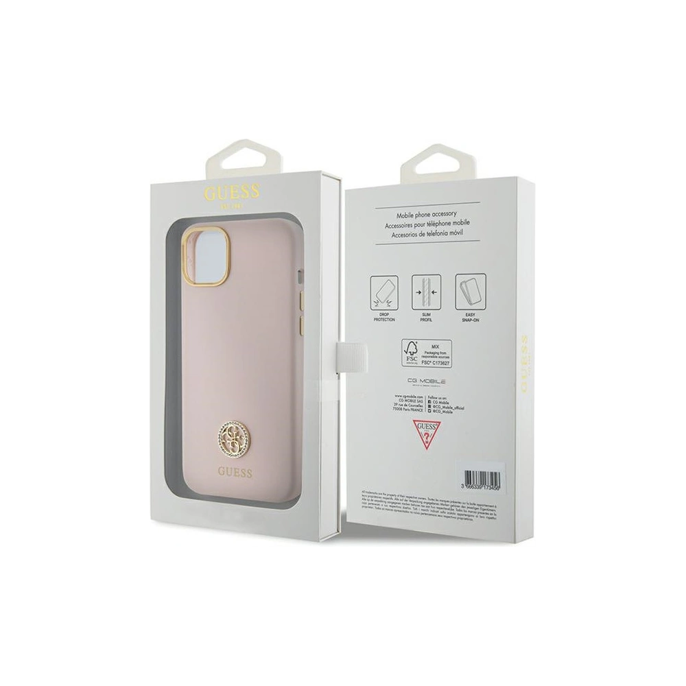 Wholesale Guess GUHCP15SM4DGPP iPhone 15 jasnoróżowy/pink hardcase Silicone Logo Strass 4G - GUE3017 - {ean13} - Hurt