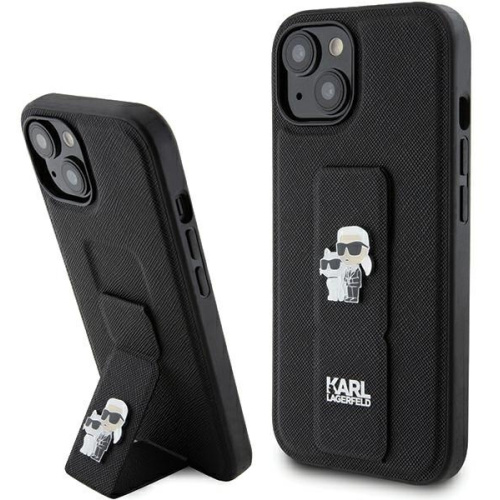 Karl Lagerfeld Distributor - 3666339206888 - KLD1792 - Karl Lagerfeld KLHCP15MGSAKCPK iPhone 15 Plus czarny/black hardcase Gripstand Saffiano Karl&Choupette Pins - B2B homescreen