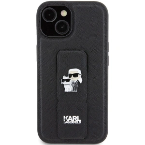 Etui Karl Lagerfeld KLHCP15MGSAKCPK iPhone 15 Plus czarny/black hardcase Gripstand Saffiano Etui Karl&Choupette Pins