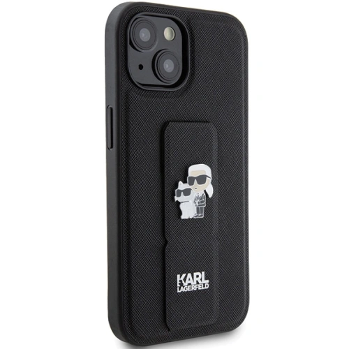Etui Karl Lagerfeld KLHCP15MGSAKCPK iPhone 15 Plus czarny/black hardcase Gripstand Saffiano Etui Karl&Choupette Pins