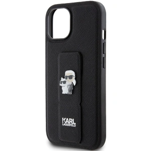 Etui Karl Lagerfeld KLHCP15MGSAKCPK iPhone 15 Plus czarny/black hardcase Gripstand Saffiano Etui Karl&Choupette Pins