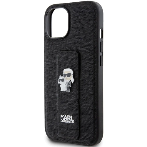 Etui Karl Lagerfeld KLHCP15MGSAKCPK iPhone 15 Plus czarny/black hardcase Gripstand Saffiano Etui Karl&Choupette Pins