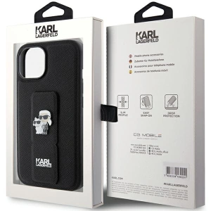 Etui Karl Lagerfeld KLHCP15MGSAKCPK iPhone 15 Plus czarny/black hardcase Gripstand Saffiano Etui Karl&Choupette Pins