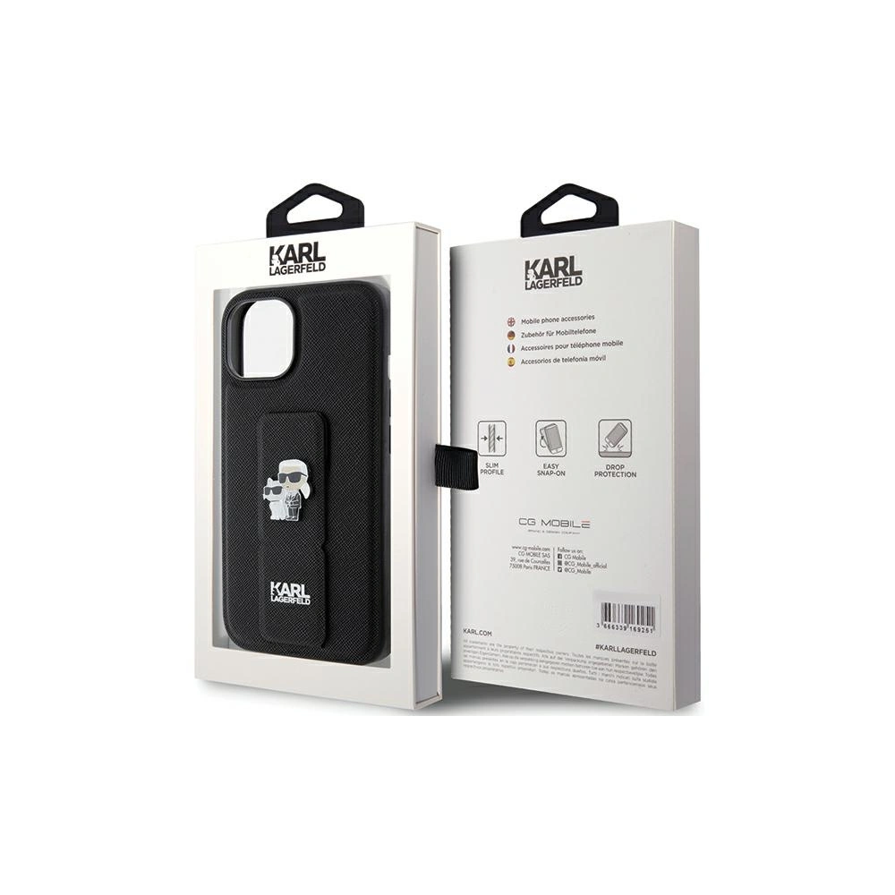 Hurtownia GSM - Etui Karl Lagerfeld KLHCP15MGSAKCPK iPhone 15 Plus czarny/black hardcase Gripstand Saffiano Etui Karl&Choupette Pins - KLD1792 - {ean13} - Hurt