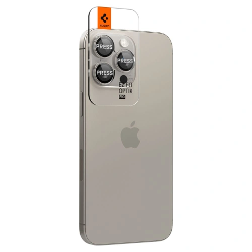 Osłona na aparat Spigen Optik.tr EZ Fit Camera Protector do Apple iPhone 14 Pro / Max / 15 Pro / Max / 16 Pro / Max / 17 Pro / Max Natural Titanium [2 PACK]