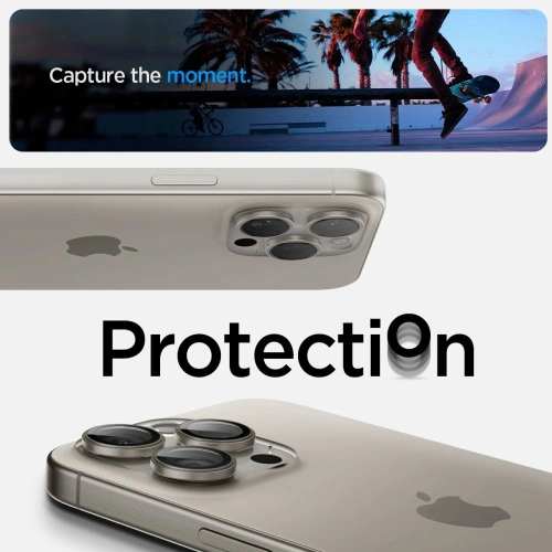 Osłona na aparat Spigen Optik.tr EZ Fit Camera Protector do Apple iPhone 14 Pro / Max / 15 Pro / Max / 16 Pro / Max / 17 Pro / Max Natural Titanium [2 PACK]