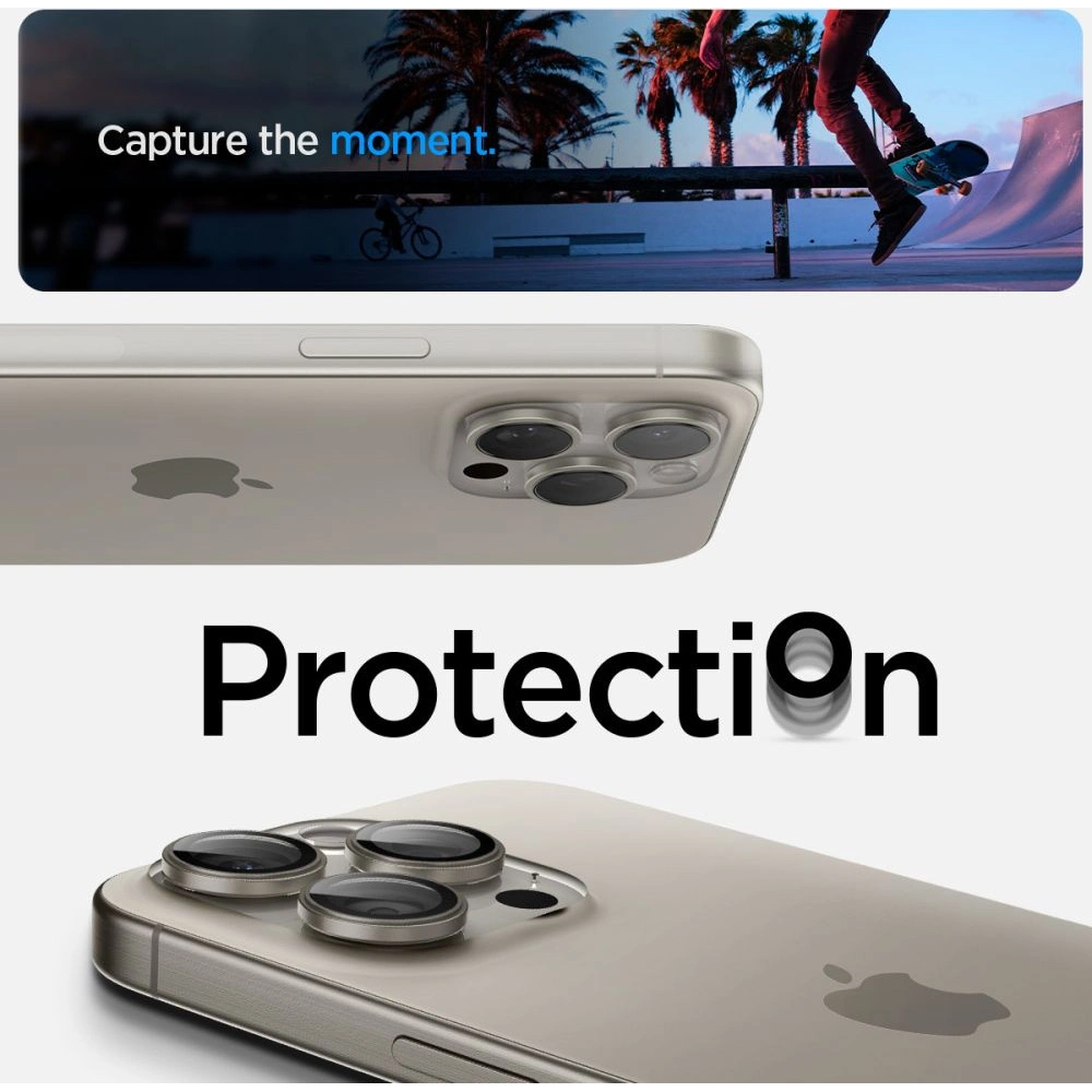 Hurtownia GSM - Osloane Aparat Spigen Optik.tr EZ Fit Camera Protector 2-pachet iPhone 14 Pro / Pro Max / 15 Pro / Pro Max Titanium Natural - SPN3201 - {ean13} - Hurt