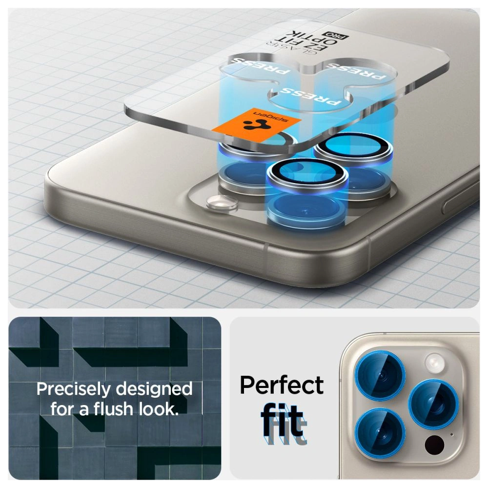 Hurtownia GSM - Kameravédő Spigen Optik.tr EZ Fit Camera Protector 2-csomag iPhone 14 Pro / Pro Max / 15 Pro / Pro Max Természetes Titán - SPN3201 - {ean13} - Hurt