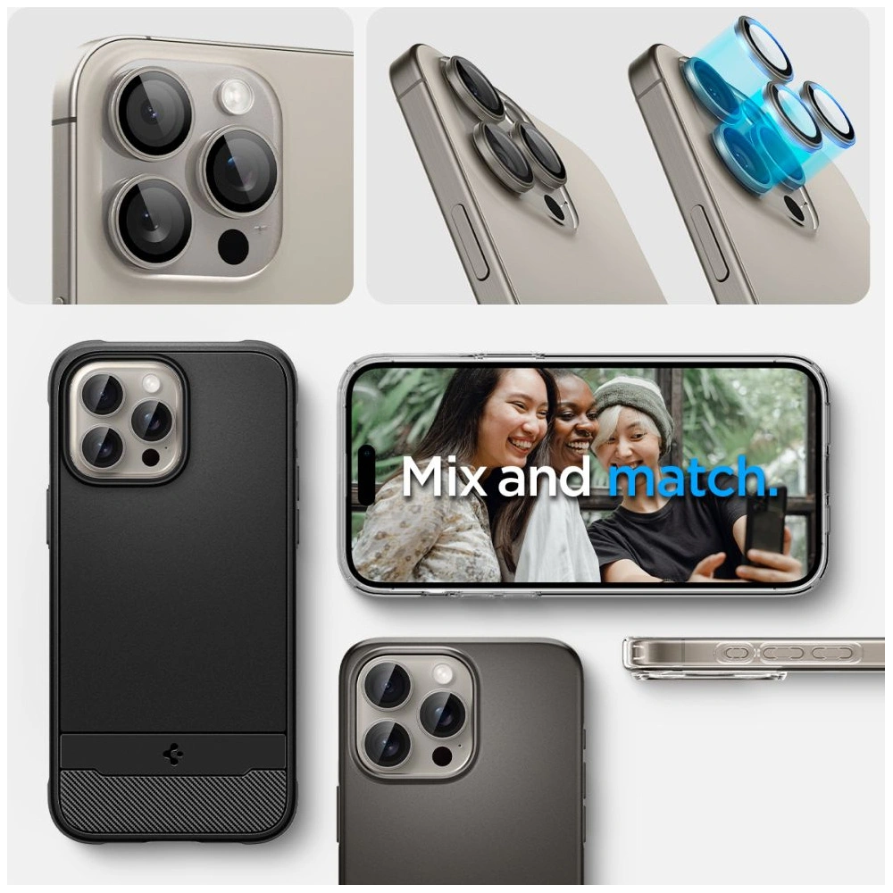 Hurtownia GSM - Oslnění aparátu Spigen Optik.tr EZ Fit Camera Protector 2-pack iPhone 14 Pro / Pro Max / 15 Pro / Pro Max Přírodní titan - SPN3201 - {ean13} - Hurt