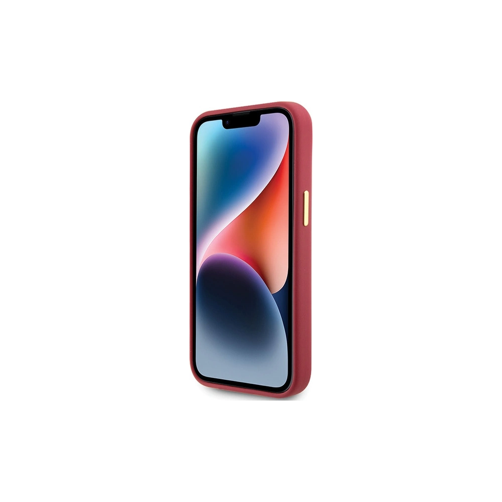 Guess GUHCP15SSMBSLM iPhone 15 magenta hardcase Silicone Script Metal Logo & Frame