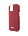 Guess GUHCP15SSMBSLM iPhone 15 magenta hardcase Silicone Script Metal Logo & Frame
