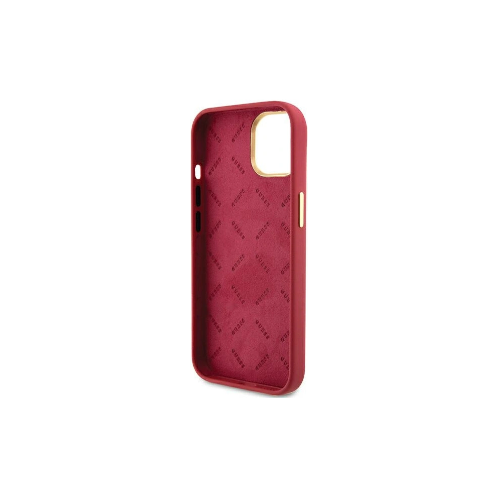 Guess GUHCP15SSMBSLM iPhone 15 magenta hardcase Silicone Script Metal Logo & Frame