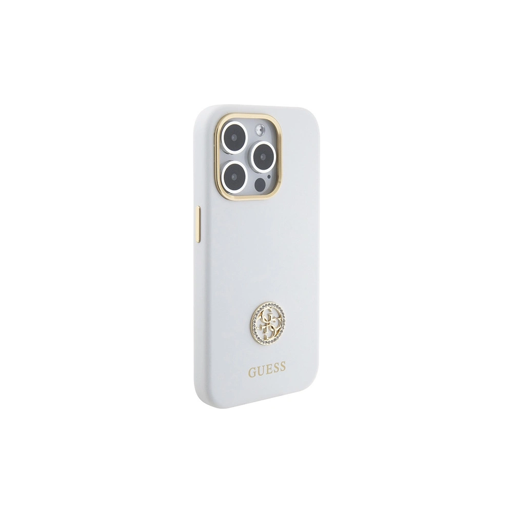 Hurtownia GSM - Case Guess GUHCP15XM4DGPH iPhone 15 Pro Max weiß/white hardcase Silikon Logo Strass 4G - GUE3023 - {ean13} - Hurt