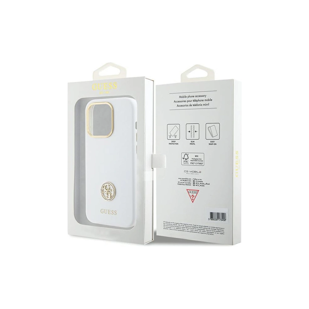 Hurtownia GSM - Etui Guess GUHCP15XM4DGPH iPhone 15 Pro Max bílý/white hardcase Silicone Logo Strass 4G - GUE3023 - {ean13} - Hurt
