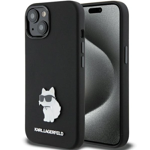 Etui Karl Lagerfeld KLHCP15MSMHCNPK iPhone 15 Plus czarny/black Silicone Choupette Metal Pin
