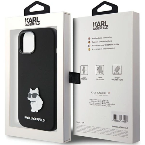 Etui Karl Lagerfeld KLHCP15MSMHCNPK iPhone 15 Plus czarny/black Silicone Choupette Metal Pin