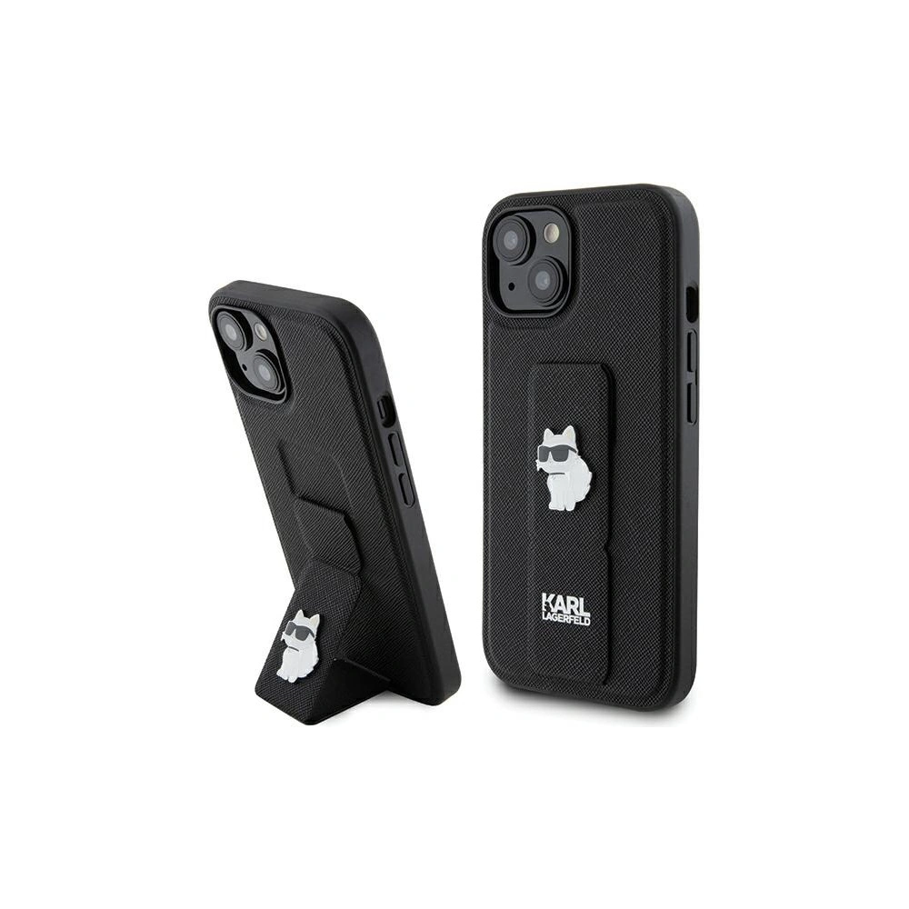 Wholesale Karl Lagerfeld KLHCP15SGSACHPK iPhone 15 czarny/black hardcase Gripstand Saffiano Choupette Pins - KLD1799 - {ean13} - Hurt