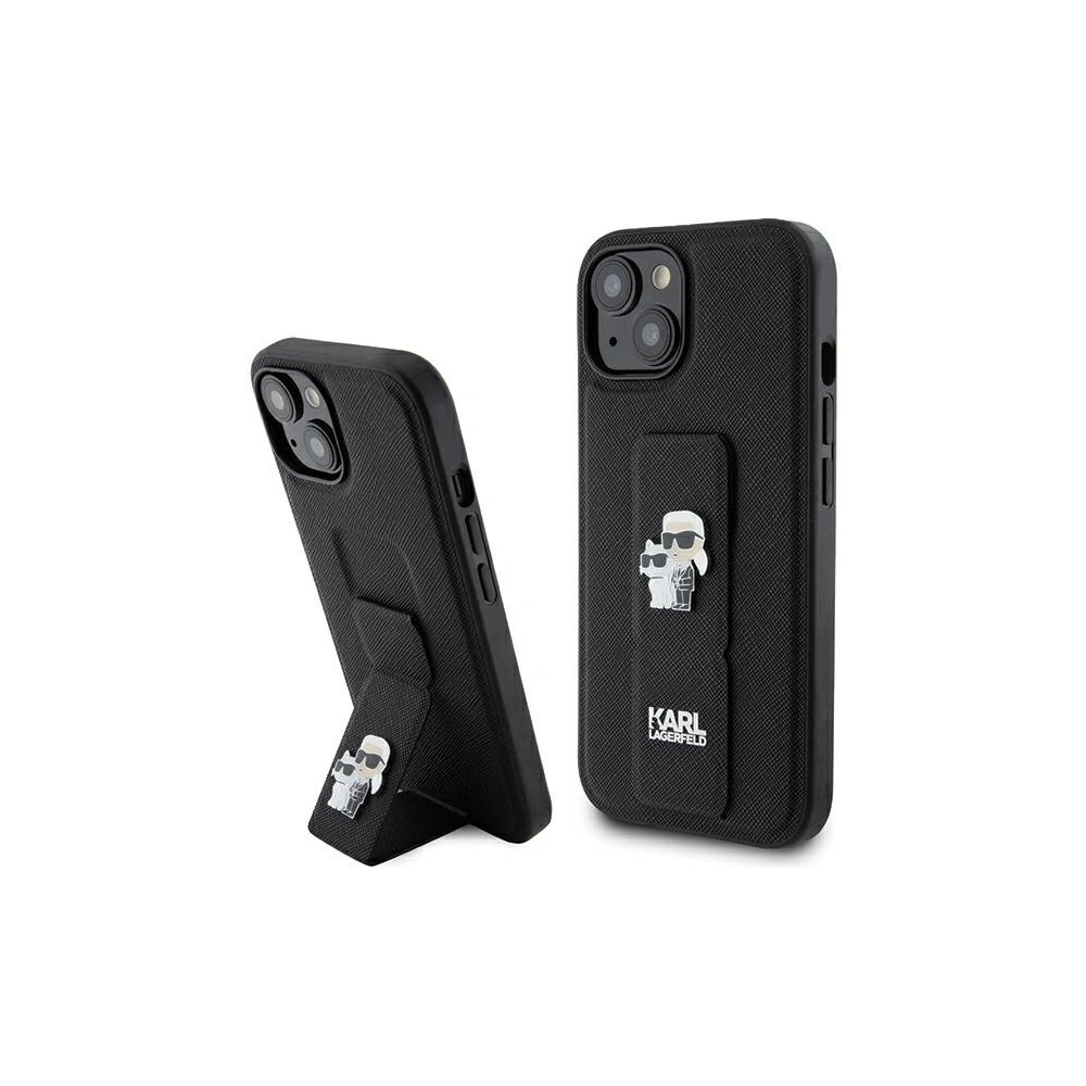 Hurtownia GSM - Etui Karl Lagerfeld KLHCP15SGSAKCPK iPhone 15 černé/black hardcase Gripstand Saffiano Etui Karl&Choupette Pins - KLD1800 - {ean13} - Hurt