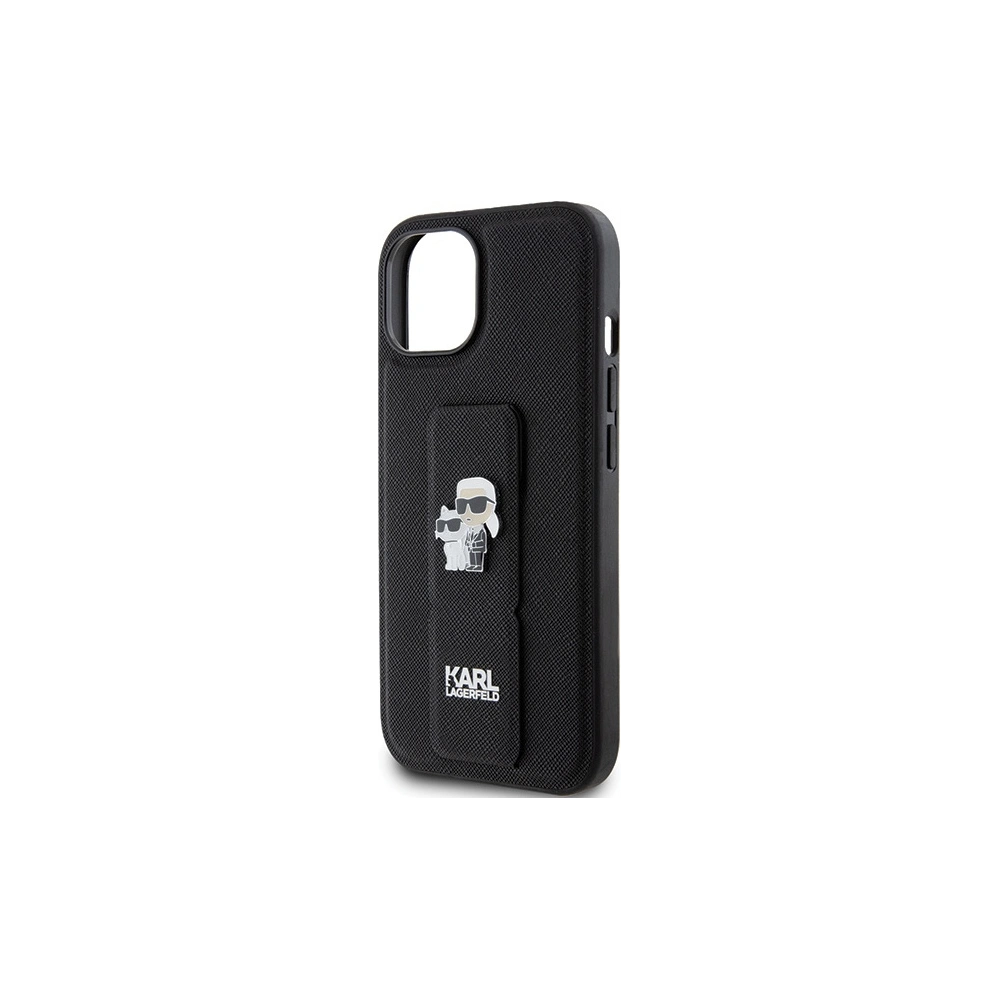 Hurtownia GSM - Etui Karl Lagerfeld KLHCP15SGSAKCPK iPhone 15 černé/black hardcase Gripstand Saffiano Etui Karl&Choupette Pins - KLD1800 - {ean13} - Hurt