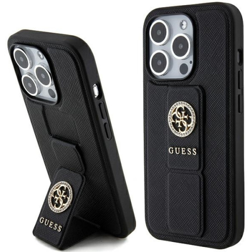 Hurtownia Guess - 3666339198442 - GUE3026 - Etui Guess GUHCP15XPGSSADK iPhone 15 Pro Max czarny/black hardcase Grip Stand 4G Saffiano Strass - B2B homescreen