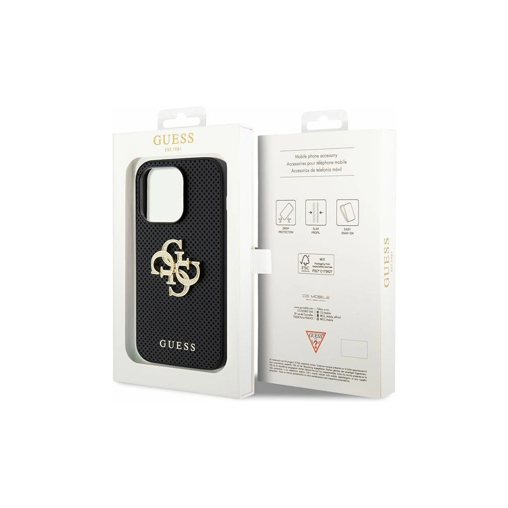 Hurtownia GSM - Case Guess GUHCP15XPSP4LGK iPhone 15 Pro Max schwarz/black hardcase Leder Perforiert 4G Glitter Logo - GUE3028 - {ean13} - Hurt