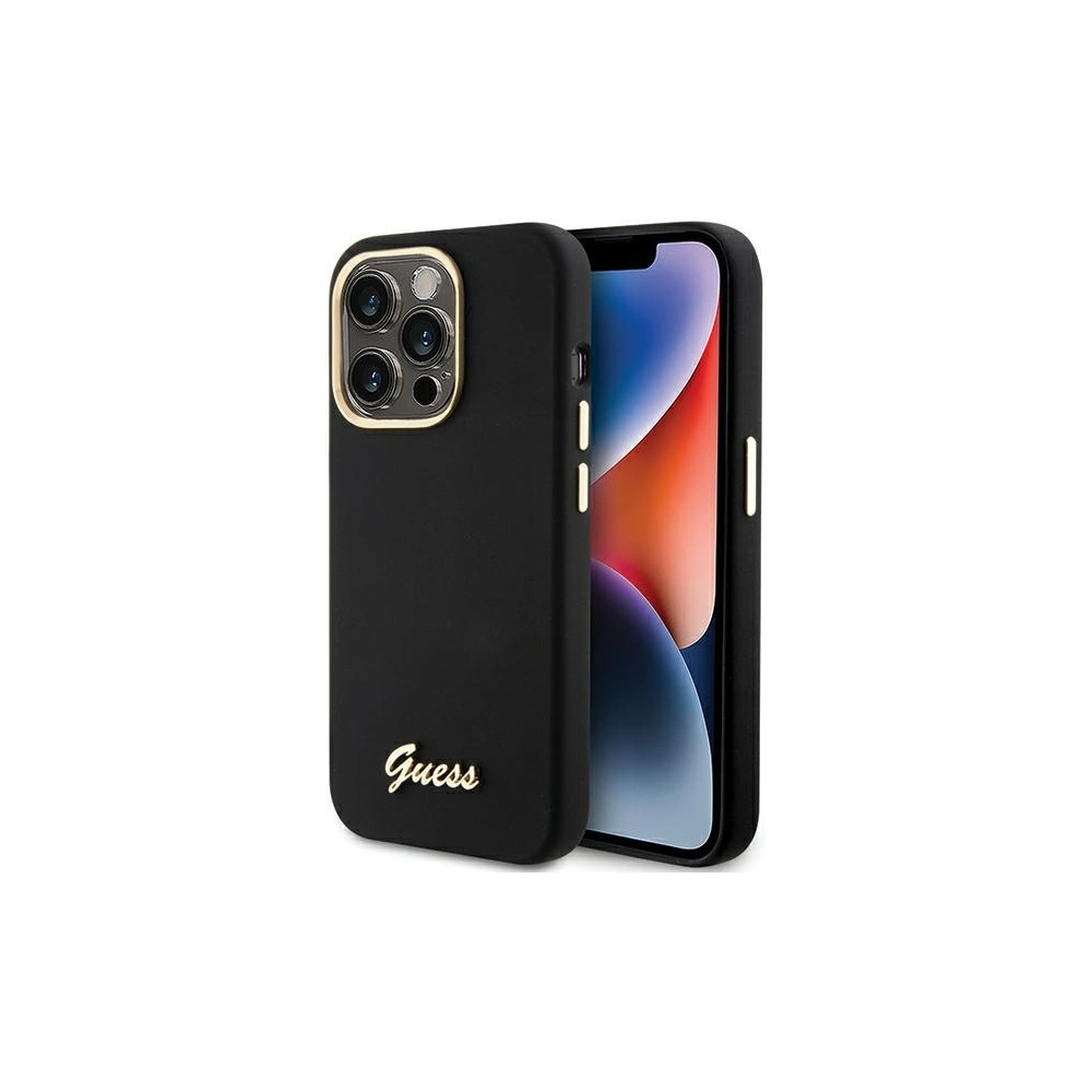 Hurtownia GSM - Case Guess GUHCP15XSMBSLK iPhone 15 Pro Max schwarz/hardcase Silikon Script Metall Logo & Rahmen - GUE3029 - {ean13} - Hurt