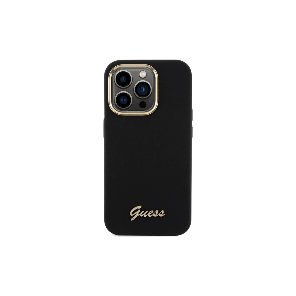 Hurtownia GSM - Case Guess GUHCP15XSMBSLK iPhone 15 Pro Max schwarz/hardcase Silikon Script Metall Logo & Rahmen - GUE3029 - {ean13} - Hurt