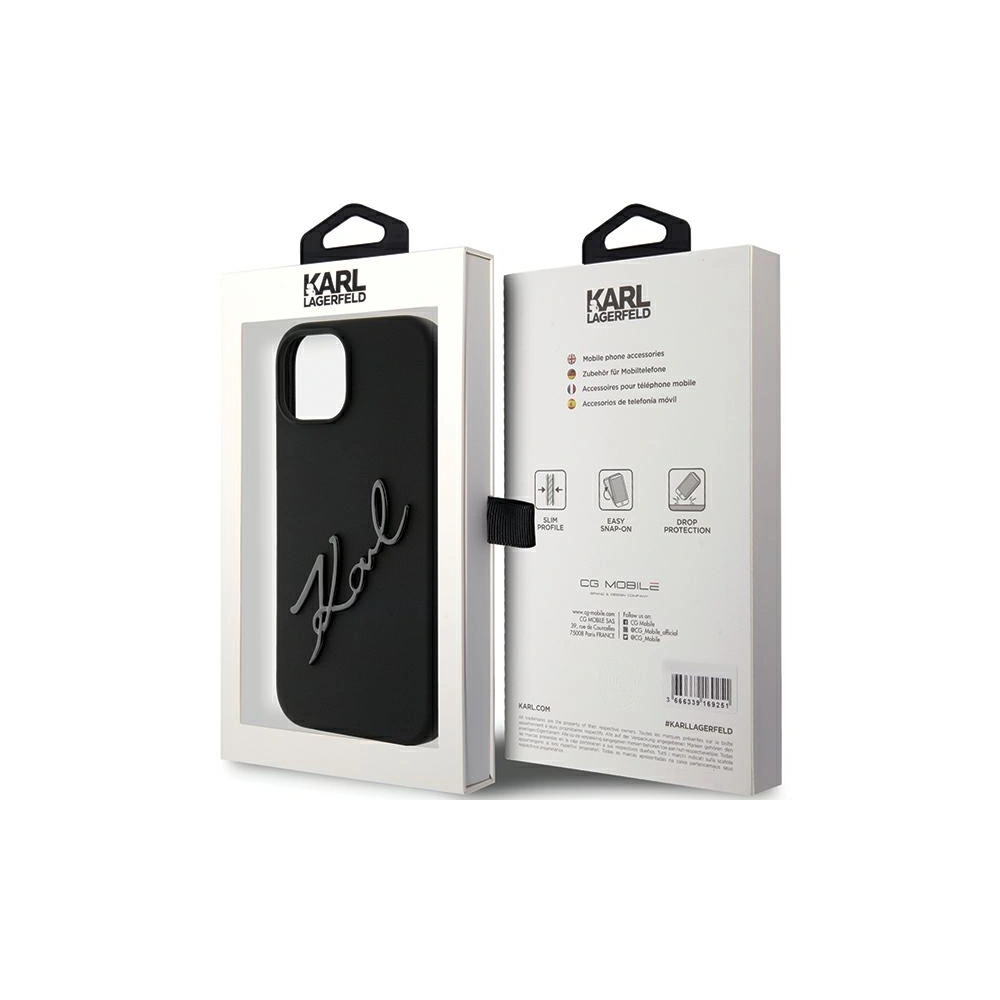 Etui Karl Lagerfeld KLHCP15SSKSBMCK iPhone 15 fekete/black kemény tok Szilikon Etui Karl Script