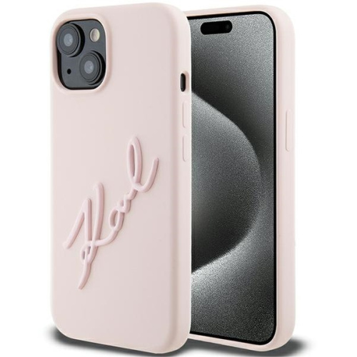 Karl Lagerfeld Distributor - 3666339168278 - KLD1805 - Karl Lagerfeld KLHCP15SSKSBMCP iPhone 15 różowy/pink hardcase Silicone Karl Script - B2B homescreen