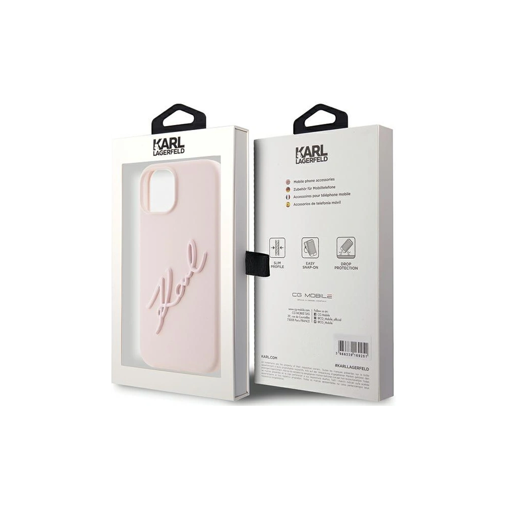 Etui Karl Lagerfeld KLHCP15SSKSBMCP iPhone 15 rózsaszín/pink keményház Szilikon Etui Karl Script