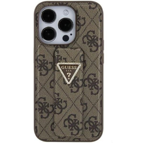 Guess Distributor - 3666339197438 - GUE3032 - Guess GUHCP15SPGS4TDW Apple iPhone 15 hardcase Grip Stand 4G Triangle Strass brown - B2B homescreen