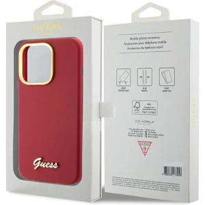 Wholesale Guess GUHCP15XSMBSLM Apple iPhone 15 Pro Max hardcase Silicone Script Metal Logo & Frame magenta - GUE3033 - {ean13} - Hurt