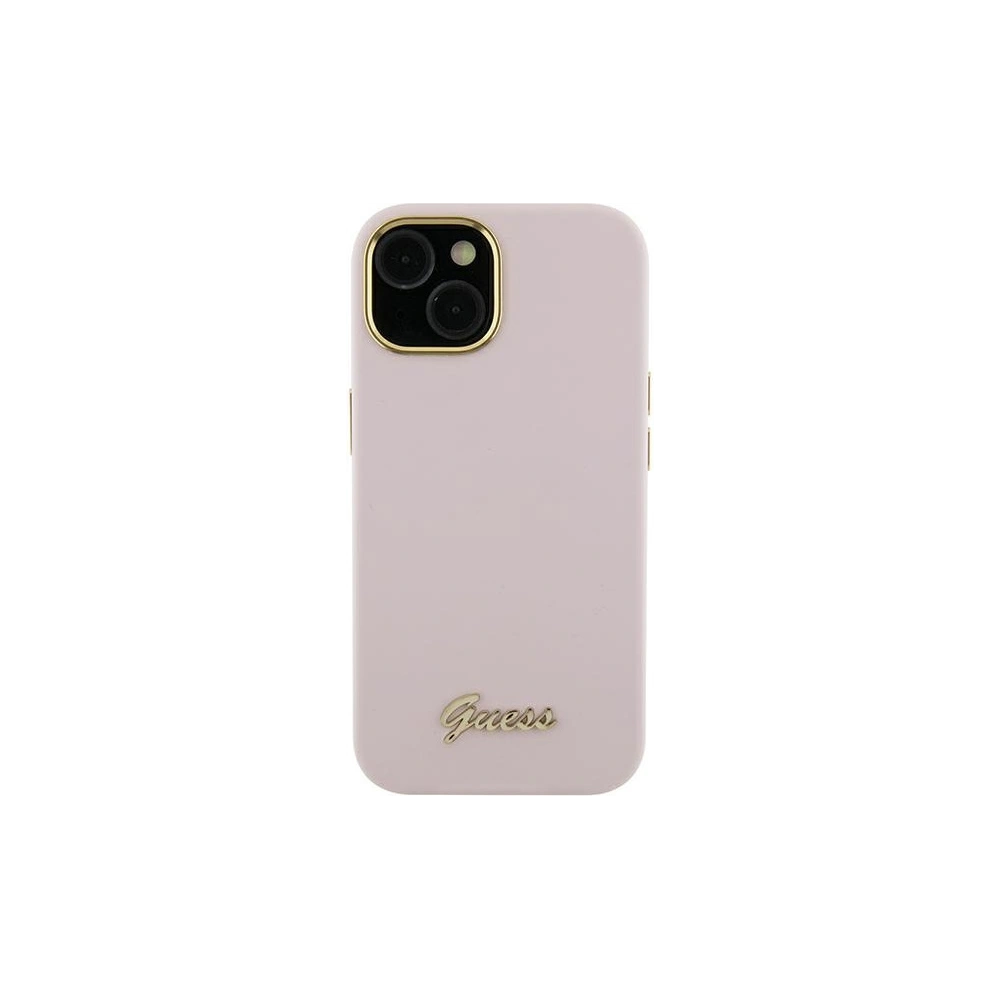 Hurtownia GSM - Case Guess GUHCP15XSMBSLP Apple iPhone 15 Pro Max Hardcase Silikon Script Metall Logo & Rahmen rosa/pink - GUE3034 - {ean13} - Hurt