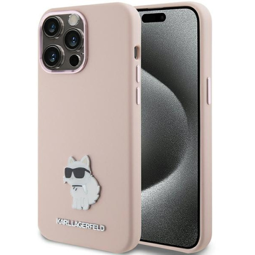 Karl Lagerfeld Distributor - 3666339166250 - KLD1807 - Karl Lagerfeld KLHCP15LSMHCNPP Apple iPhone 15 Pro Silicone Choupette Metal Pin pink - B2B homescreen