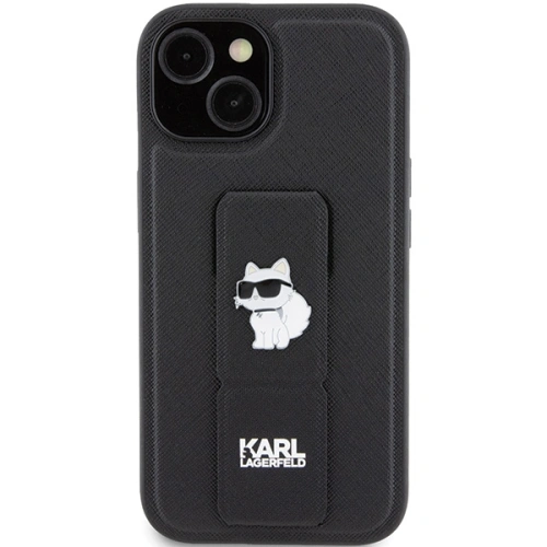 Etui Karl Lagerfeld KLHCP15MGSACHPK Apple iPhone 15 Plus / 14 Plus hardcase Gripstand Saffiano Choupette Pins czarny/black