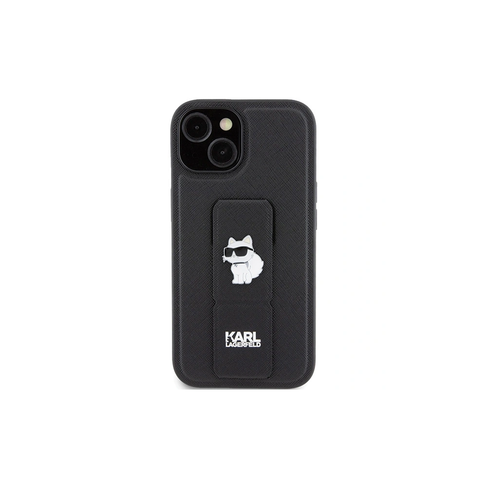 Hurtownia GSM - Case Karl Lagerfeld KLHCP15MGSACHPK Apple iPhone 15 Plus / 14 Plus Hardcase Gripstand Saffiano Choupette Pins schwarz/black - KLD1808 - {ean13} - Hurt