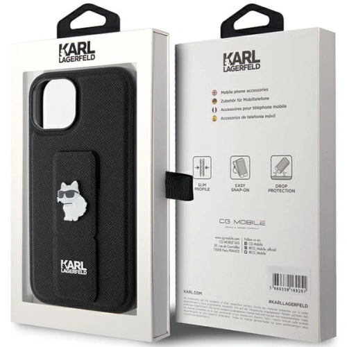 Etui Karl Lagerfeld KLHCP15MGSACHPK Apple iPhone 15 Plus / 14 Plus hardcase Gripstand Saffiano Choupette Pins czarny/black
