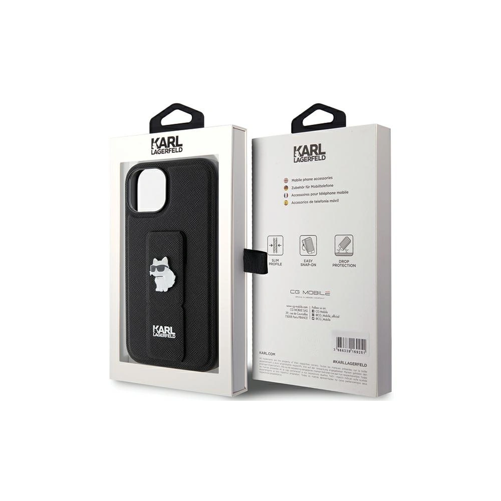 Hurtownia GSM - Case Karl Lagerfeld KLHCP15MGSACHPK Apple iPhone 15 Plus / 14 Plus Hardcase Gripstand Saffiano Choupette Pins schwarz/black - KLD1808 - {ean13} - Hurt