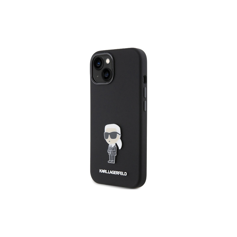 Etui Karl Lagerfeld KLHCP15SSMHKNPK Apple iPhone 15 Silicone Ikonik Metal Pin czarny/black