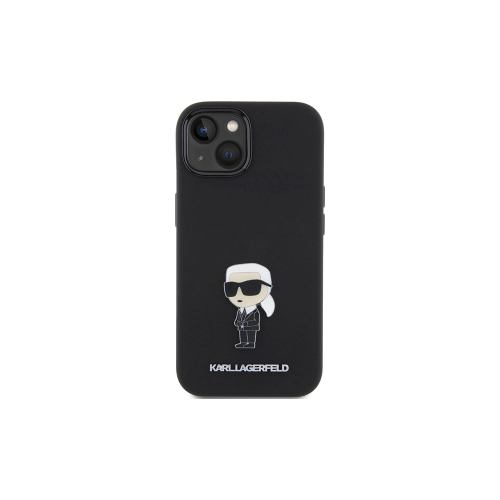 Etui Karl Lagerfeld KLHCP15SSMHKNPK Apple iPhone 15 Silicone Ikonik Metal Pin czarny/black