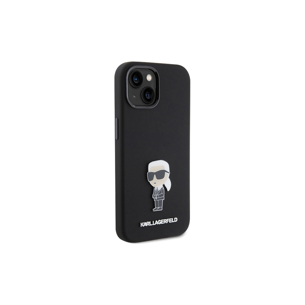 Etui Karl Lagerfeld KLHCP15SSMHKNPK Apple iPhone 15 Silicone Ikonik Metal Pin czarny/black
