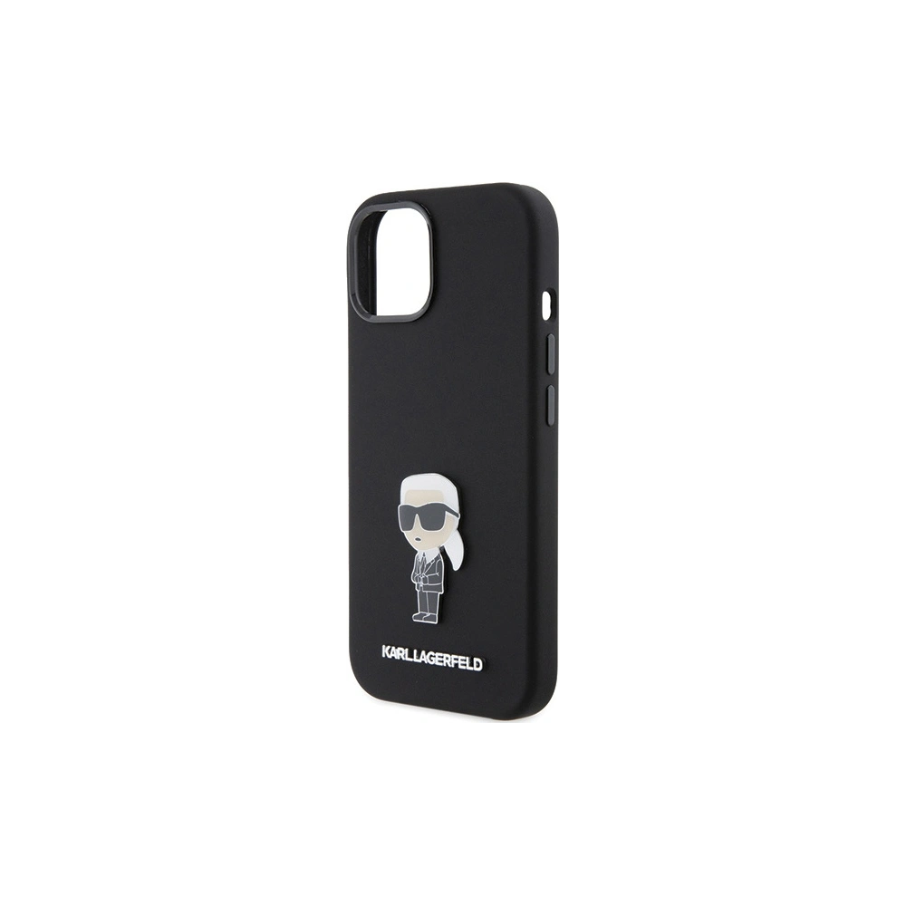 Etui Karl Lagerfeld KLHCP15SSMHKNPK Apple iPhone 15 Silicone Ikonik Metal Pin czarny/black