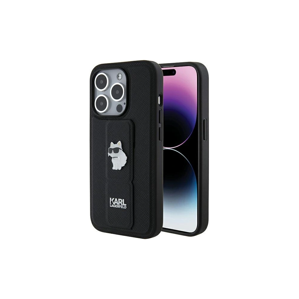 Hurtownia GSM - Etui Karl Lagerfeld KLHCP15XGSACHPK Apple iPhone 15 Pro Max hardcase Gripstand Saffiano Choupette Pins černý/black - KLD1813 - {ean13} - Hurt
