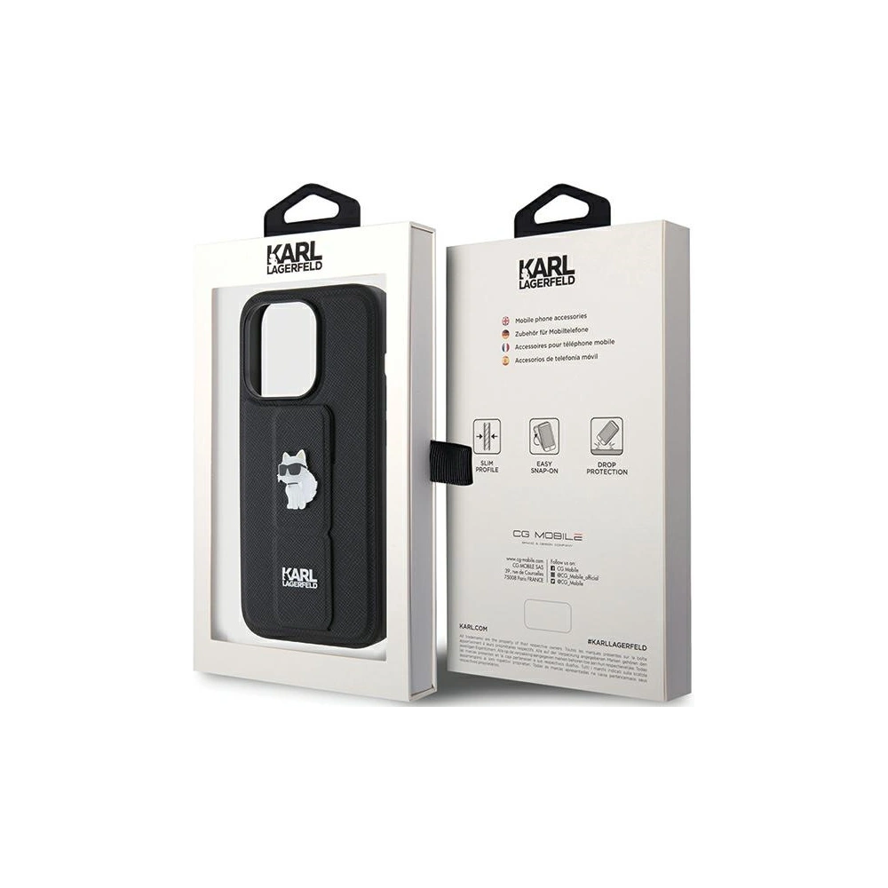 Hurtownia GSM - Etui Karl Lagerfeld KLHCP15XGSACHPK Apple iPhone 15 Pro Max hardcase Gripstand Saffiano Choupette Pins czarny/black - KLD1813 - {ean13} - Hurt
