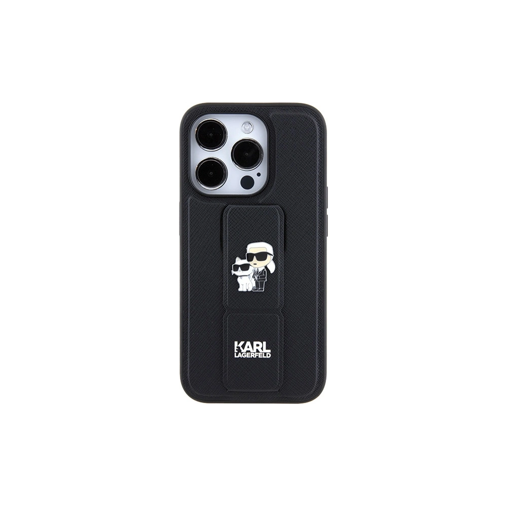 Hurtownia GSM - Etui Karl Lagerfeld KLHCP15XGSAKCPK Apple iPhone 15 Pro Max hardcase Gripstand Saffiano Karl&Choupette Pins czarny/black - KLD1814 - {ean13} - Hurt