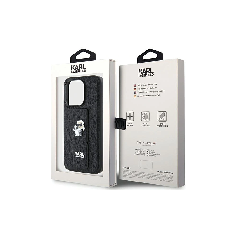Hurtownia GSM - Case Karl Lagerfeld KLHCP15XGSAKCPK Apple iPhone 15 Pro Max Hardcase Gripstand Saffiano Karl&Choupette Pins schwarz/black - KLD1814 - {ean13} - Hurt